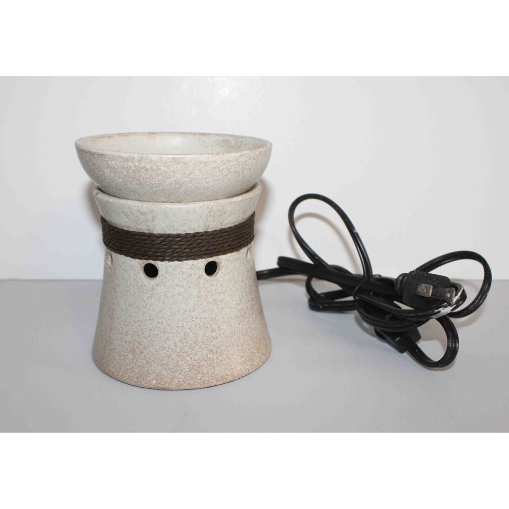 Scentsy Nantucket Nautical Rope Detail Beige Mid-Size Ceramic 5" Wax Warmer‎